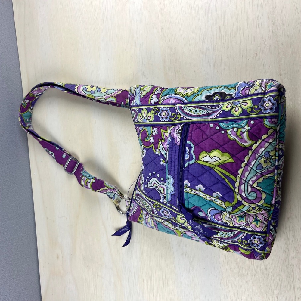 Vera Bradley Purple Paisley Quilted Cotton Crossbody Bag Floral Messenger - Picture 2 of 8